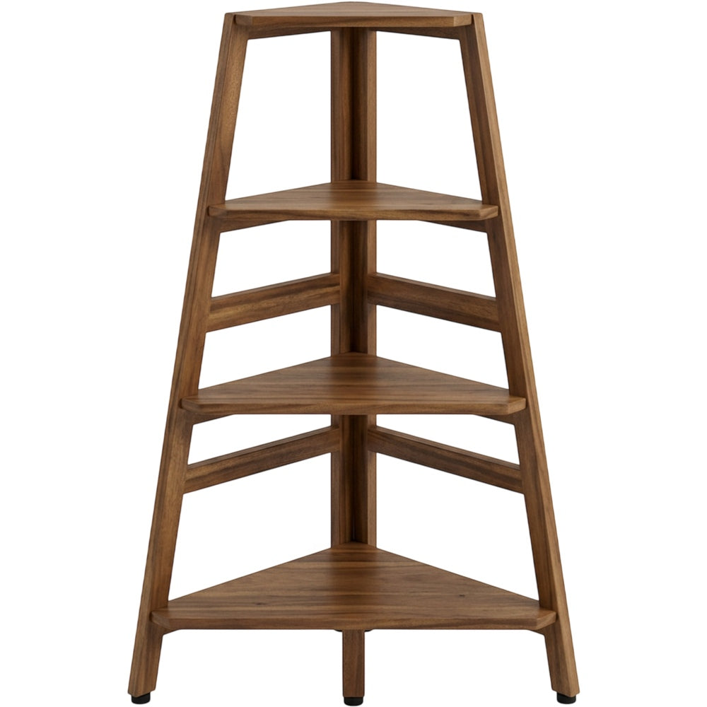Mlvhg Four Tier Acacia Corner Ladder Plant Stand Walnut - Product view