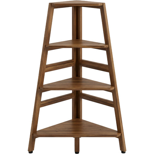 Mlvhg Four Tier Acacia Corner Ladder Plant Stand Walnut - Product view