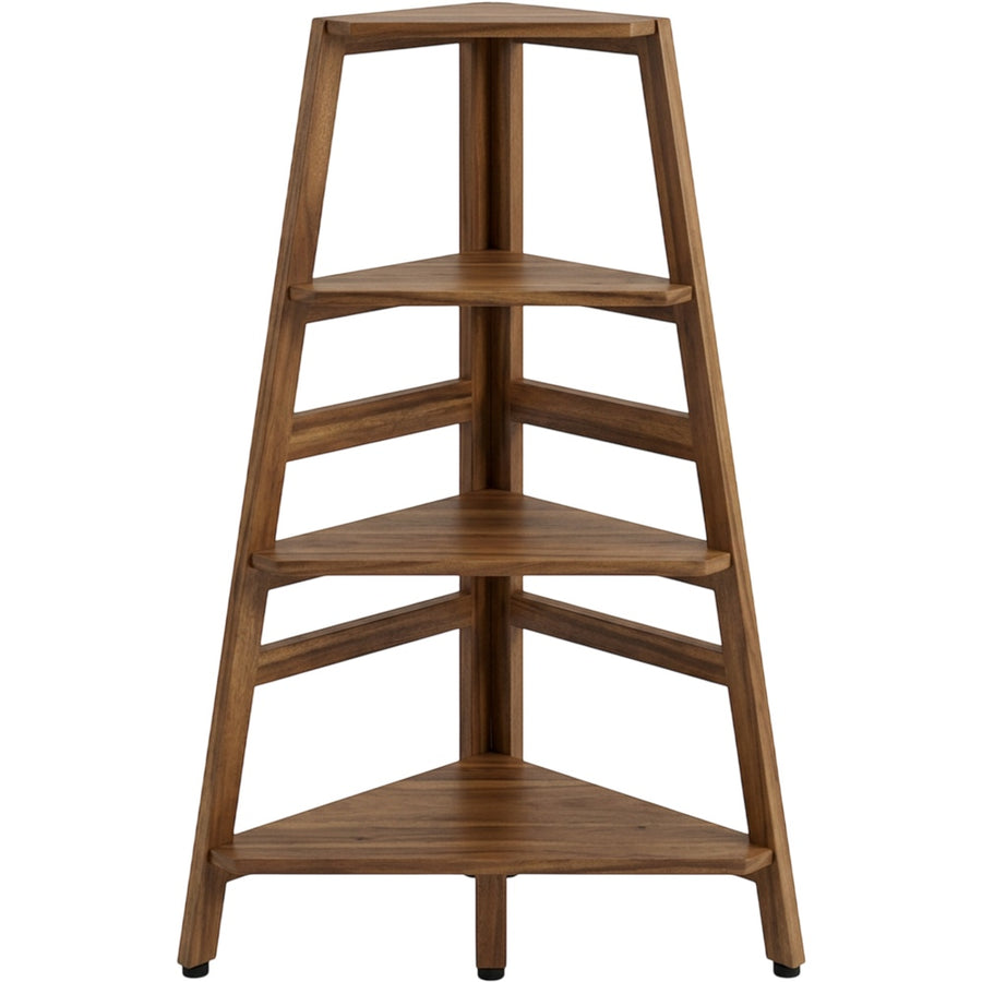 Mlvhg Four Tier Acacia Corner Ladder Plant Stand Walnut