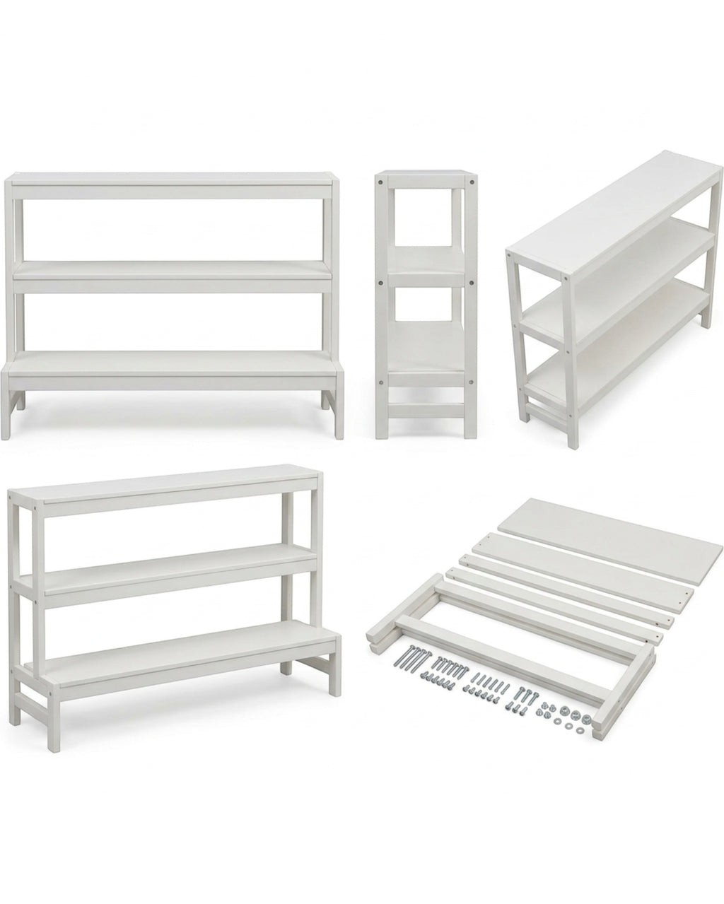 Mlvhg Low Wooden Plant Bench White 3 Tier