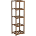 Mlvhg Narrow Wooden Plant Tower Walnut 5 Tier