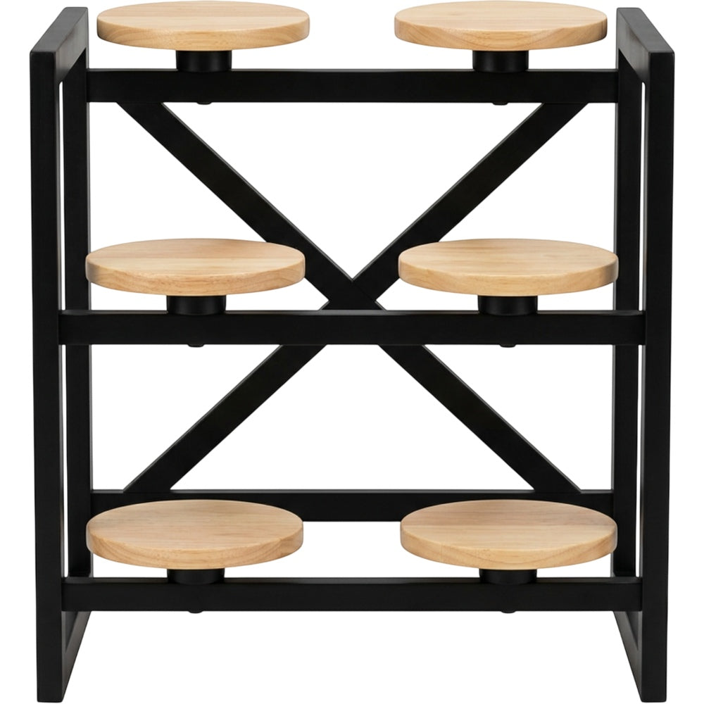 Mlvhg Six Platform Rubberwood Stepped Plant Stand Black Natural - Product view