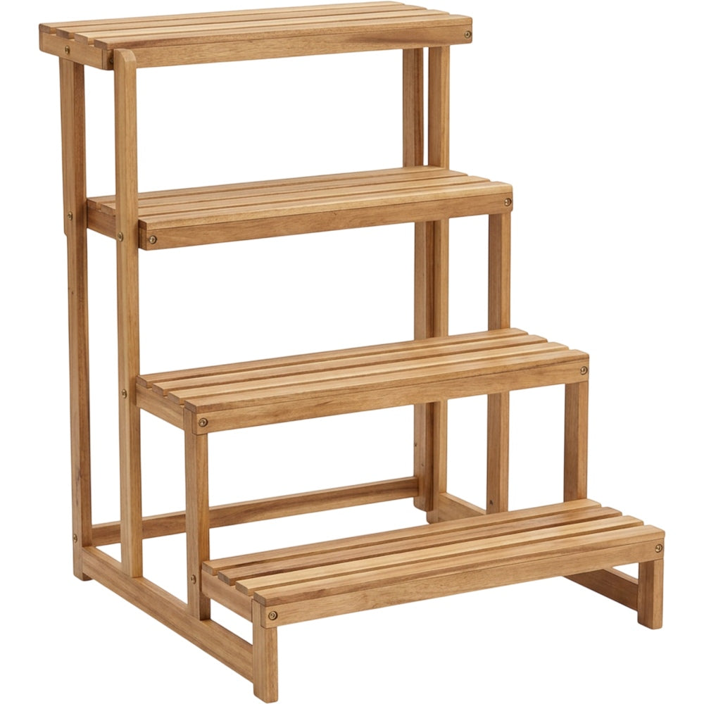 Mlvhg Stepped Wooden Plant Stand Natural 4 Tier