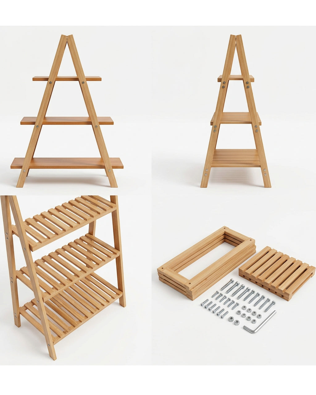 Mlvhg Stepped Wooden Plant Stand Natural 4 Tier
